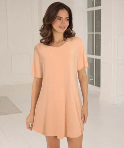 Lady Avenue Natkjoler/ Underkjoler/ Chemiser<646 APRICOT - Bambus Homewear Short-sleeve Nightdress