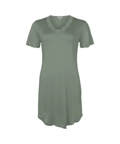 Lady Avenue Natkjoler/ Underkjoler/ Chemiser<352 ARMY - LA - Silk Jersey Nightgown W/Sleeve