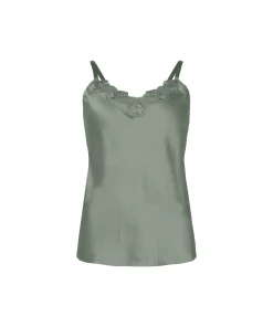 Lady Avenue Top/ Loungeshirt/ Pyjamas|Undertøj<352 ARMY - Silk Woven Camisole W/Lace