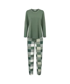 Lady Avenue Pyjamas/ Loungewear<1048 ARMY CHECKS - Bamboo Bamboo Long Sleeve Pyjamas