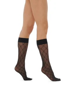 Wolford Knæstrømper<7005 BLACK - Aurora 70 Knee Highs & Overknees