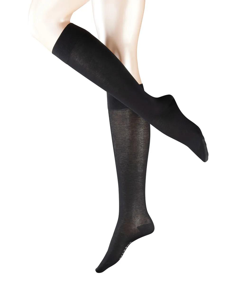 Falke Knæstrømper<3009 BLACK - Cotton Touch KH Knee-High Knit