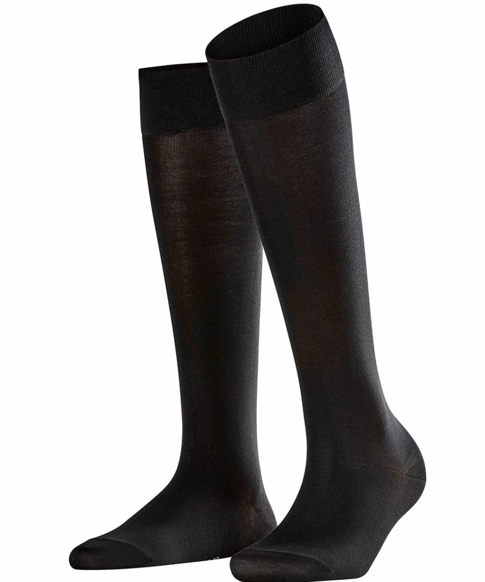 Falke Knæstrømper<3009 BLACK - Cotton Touch KH Knee-High Knit