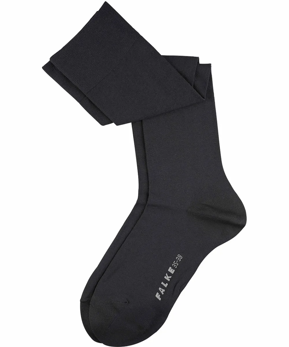 Falke Knæstrømper<3009 BLACK - Cotton Touch KH Knee-High Knit