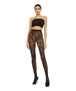 Wolford Strømpebukser/ Leggings|Sexet Lingeri<7005 BLACK - Floral Net Tight