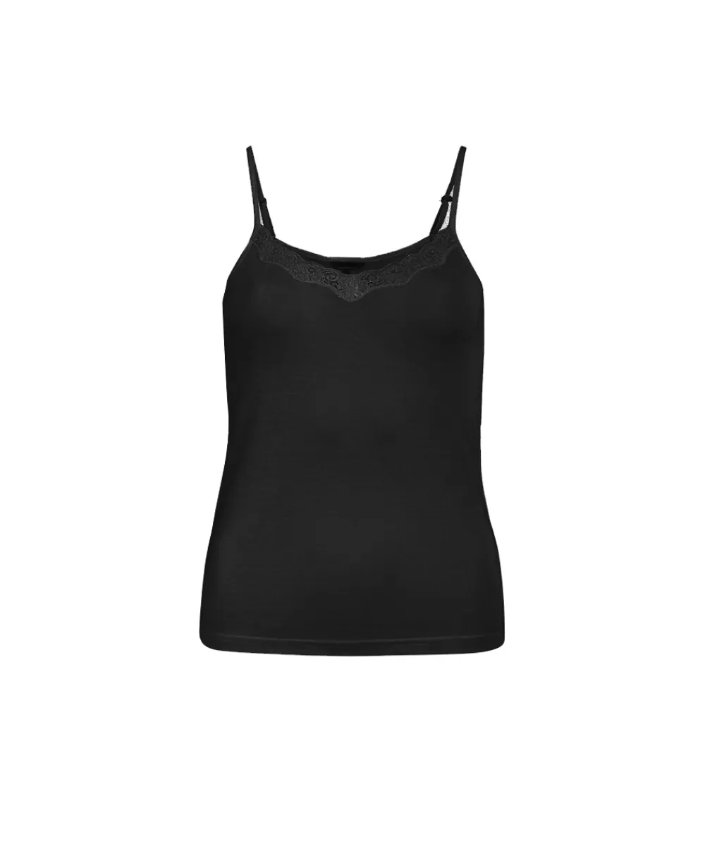 Lady Avenue Undertøj<02 BLACK - LA - Silk Jersey Camisole W/Lace