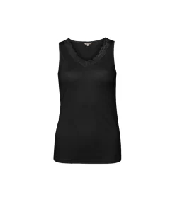 Lady Avenue Undertøj<02 BLACK - LA - Silk Jersey Top W/Lace