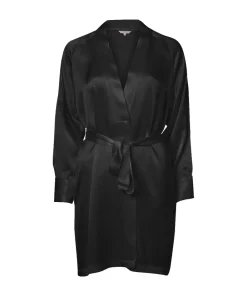 Lady Avenue Kåber<02 BLACK - LA - Silk Woven Short Kimono