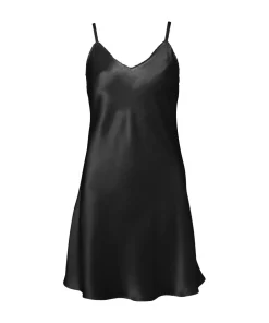 Lady Avenue Underkjoler/ Negligé|Natkjoler/ Underkjoler/ Chemiser<02 BLACK - LA - Silk Woven Slip W/Cording