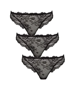 Missya Trusser<001 BLACK - Lace String 3-pack