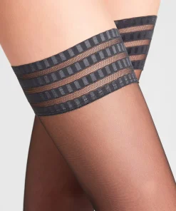 Falke Selvsiddende/ Overknee<3009 BLACK - Pure Matt 20 STU Fine Stay-Up