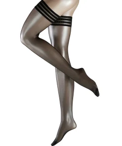 Falke Selvsiddende/ Overknee<3009 BLACK - Pure Matt 20 STU Stay-Ups Fine