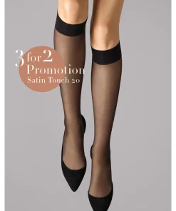 Wolford Knæstrømper<7005 BLACK - Satin Touch 20 Knee-Highs Set Knee Highs & Overknees