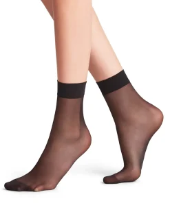 Falke Ankelstrømper/ Sokker<3009 BLACK - Seidenglatt 15 SO Socks