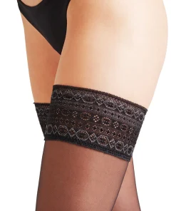 Falke Selvsiddende/ Overknee|Sexet Lingeri<3009 BLACK - Seidenglatt 15 STU Fine Stay-Up