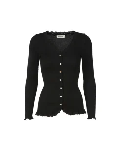 Rosemunde Top/ Loungeshirt/ Pyjamas<010 BLACK - Silk Cardigan Regular Ls W/Rev Vin