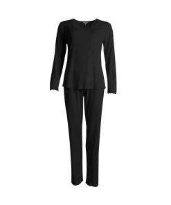 Lady Avenue Pyjamas/ Loungewear<02 BLACK - Silk Jersey Pyjamas, Long Sleeve
