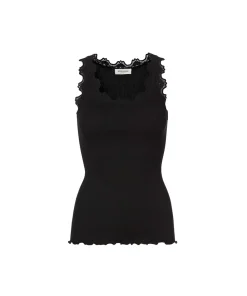 Rosemunde Undertøj<010 BLACK - Silk Silk top w/ lace