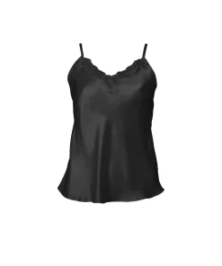 Lady Avenue Top/ Loungeshirt/ Pyjamas|Undertøj<02 BLACK - Silk Woven Camisole W/Lace