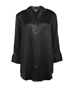 Lady Avenue Natskjorter/ Big Shirts<02 BLACK - Silk Woven Nightshirt
