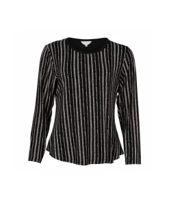 Lady Avenue Top/ Loungeshirt/ Pyjamas<1026 BLACK/WHITE - Bamboo Homewear Long Sleeve Pyjamas