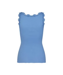 Rosemunde Undertøj<473 BLUE HEAVEN - Silk Top Regular W/Vintage Lace