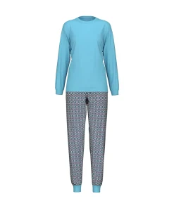 Calida Top/ Loungeshirt/ Pyjamas|Pyjamas/ Loungewear<565 BLUE TOPAZ - Spring Nights Pyjamas with cuff