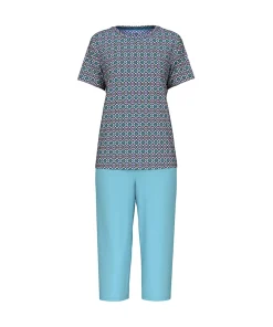 Calida Top/ Loungeshirt/ Pyjamas|Pyjamas/ Loungewear<565 BLUE TOPAZ - Spring Nights 3/4 Pyjamas