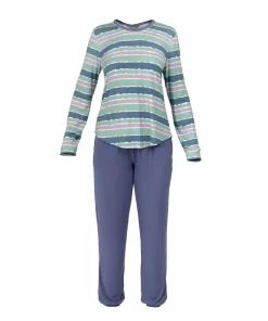 Lady Avenue Top/ Loungeshirt/ Pyjamas|Pyjamas/ Loungewear<685 BLUE-LILAC AQUAREL - LA - Bamboo Homewear Sleeve Pyjamas
