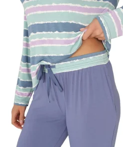Lady Avenue Top/ Loungeshirt/ Pyjamas|Pyjamas/ Loungewear<685 BLUE-LILAC AQUAREL - LA - Bamboo Homewear Sleeve Pyjamas