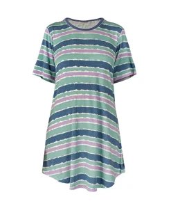 Lady Avenue Natkjoler/ Underkjoler/ Chemiser<685 BLUE-LILAC AQUAREL - LA - Bamboo Homewear Sleeve Nightdress