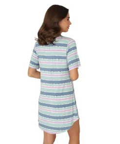 Lady Avenue Natkjoler/ Underkjoler/ Chemiser<685 BLUE-LILAC AQUAREL - LA - Bamboo Homewear Sleeve Nightdress