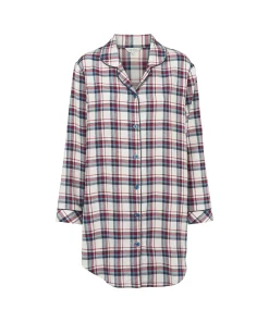 Lady Avenue Natskjorter/ Big Shirts|Natkjoler/ Underkjoler/ Chemiser<1061 BLUE/RED CHECKS - Cotton Cotton Flannel Nightshirt