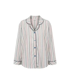 Lady Avenue Pyjamas/ Loungewear<1064 BLUE/RED STRIPES - Bamboo Bamboo Flannel Pyjamas