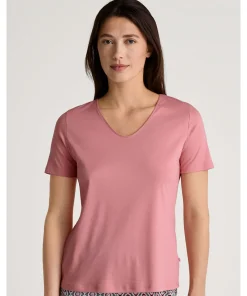 Calida Top/ Loungeshirt/ Pyjamas<254 BLUSH FLOWER - Favourites Ground Shirt Short-Sleeve