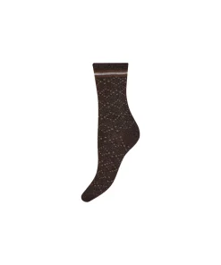 Decoy Ankelstrømper/ Sokker<9231 BRUN - Glitter Ankel Sock