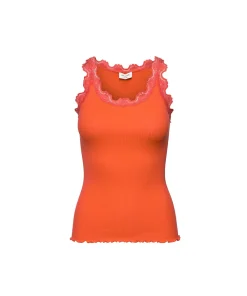 Rosemunde Undertøj<053 CHERRY TOMATO - Silk Silk top w/ lace