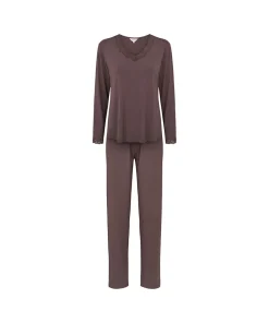 Lady Avenue Pyjamas/ Loungewear<190 COFFEE BEAN - Bamboo Homewear Bamboo Long Sleeve Pyjamas Wit