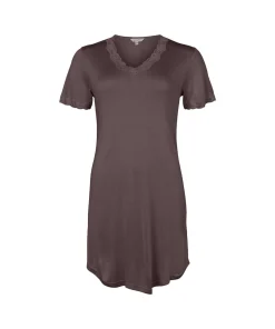 Lady Avenue Natkjoler/ Underkjoler/ Chemiser<190 COFFEE BEAN - LA - Silk Jersey Nightgown W/Sleeve
