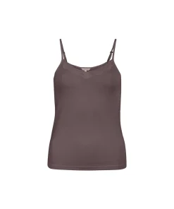 Lady Avenue Undertøj<190 COFFEE BEAN - LA - Silk Jersey Camisole W/Lace