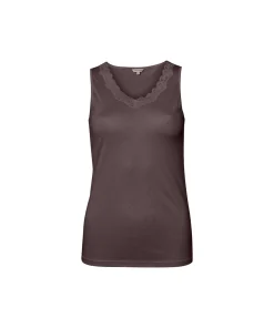 Lady Avenue Undertøj<190 COFFEE BEAN - LA - Silk Jersey Top W/Lace