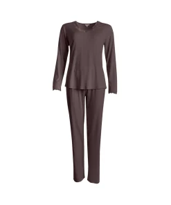 Lady Avenue Pyjamas/ Loungewear<190 COFFEE BEAN - Silk Jersey Pyjamas, Long Sleeve