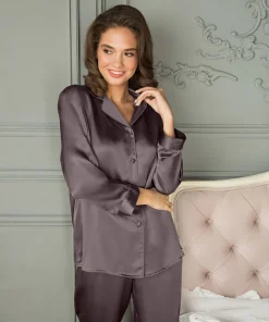 Lady Avenue Pyjamas/ Loungewear<190 COFFEE BEAN - Silk Woven Basic Pyjamas