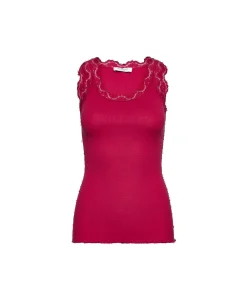 Rosemunde Undertøj<948 CRIMSON - Silk Top Regular W/Vintage Lace