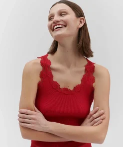 Rosemunde Undertøj<948 CRIMSON - Silk Top Regular W/Vintage Lace