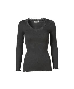 Rosemunde Undertøj<009 DARK GREY - Vintage Lace T-shirt Regular Ls