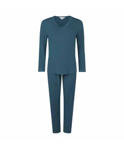 Lady Avenue Top/ Loungeshirt/ Pyjamas|Pyjamas/ Loungewear<180 DARK PETROL - Bamboo Homewear Bamboo Long Sleeve Pyjamas Wit