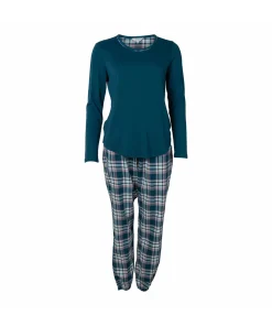 Lady Avenue Top/ Loungeshirt/ Pyjamas<180 DARK PETROL - Homewear - Cotton & satin Cotton Flannel Pyjamas