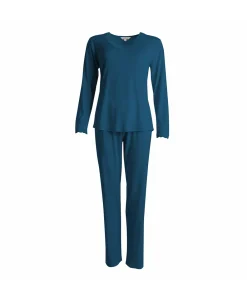 Lady Avenue Top/ Loungeshirt/ Pyjamas<112 DARK PETROL - Silk Jersey Pyjamas, Long Sleeve