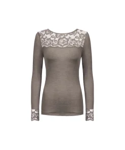 Mey Undertøj<90 DEEP TAUPE - Wool T-shirt Long Sleeve